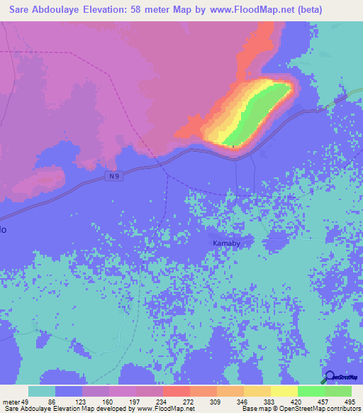 Sare Abdoulaye,Guinea Elevation Map