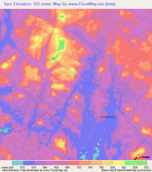 Sare,Guinea Elevation Map