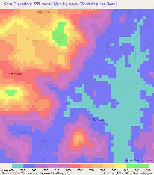 Sare,Guinea Elevation Map