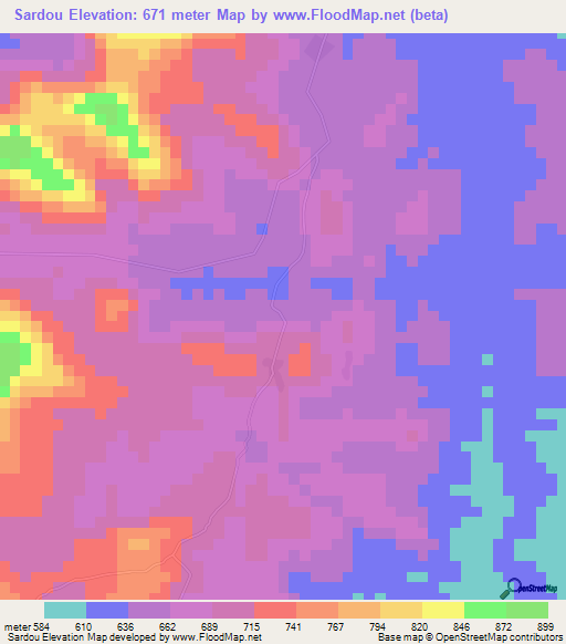 Sardou,Guinea Elevation Map