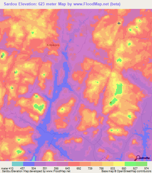 Sardou,Guinea Elevation Map