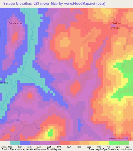 Sardou,Guinea Elevation Map