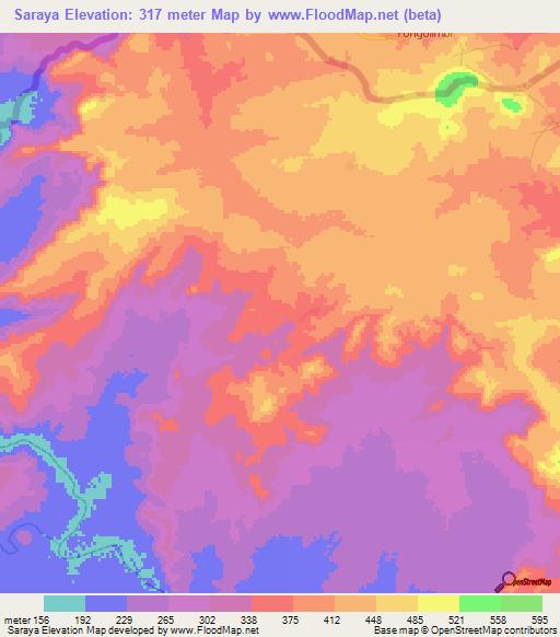 Saraya,Guinea Elevation Map