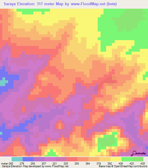 Saraya,Guinea Elevation Map