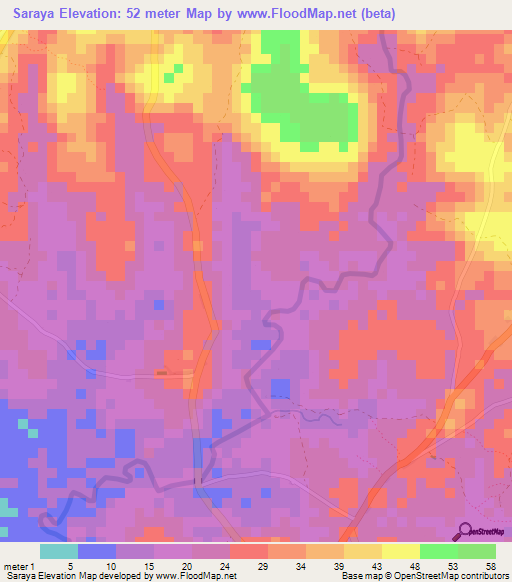 Saraya,Guinea Elevation Map