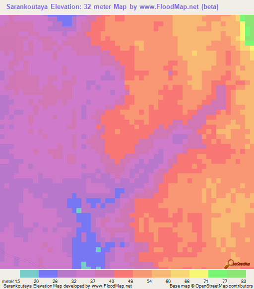 Sarankoutaya,Guinea Elevation Map