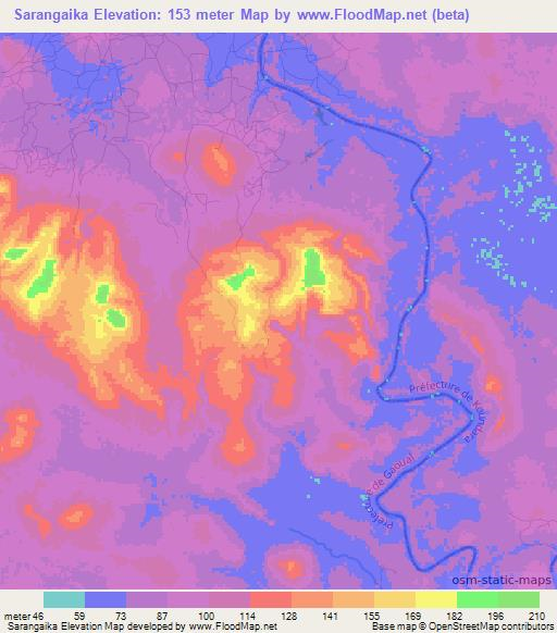 Sarangaika,Guinea Elevation Map