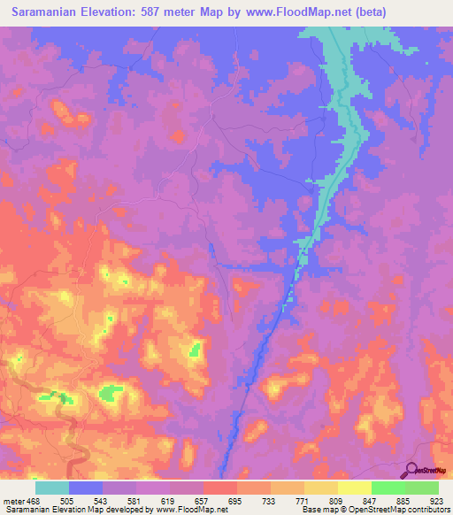 Saramanian,Guinea Elevation Map