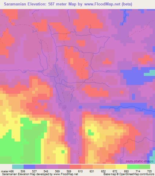 Saramanian,Guinea Elevation Map
