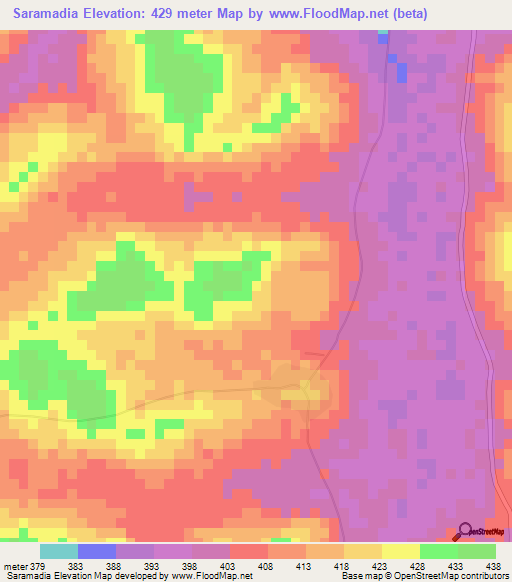 Saramadia,Guinea Elevation Map