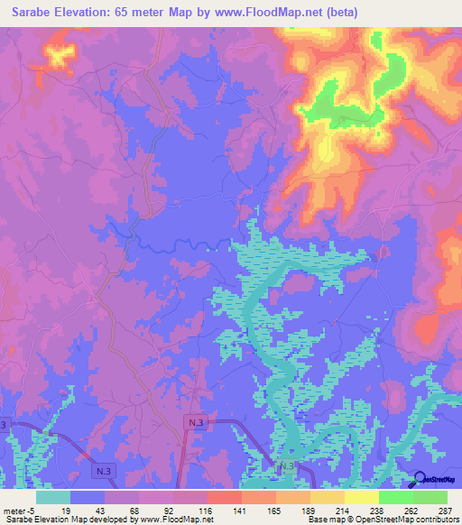 Sarabe,Guinea Elevation Map