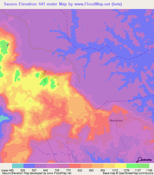 Saouro,Guinea Elevation Map