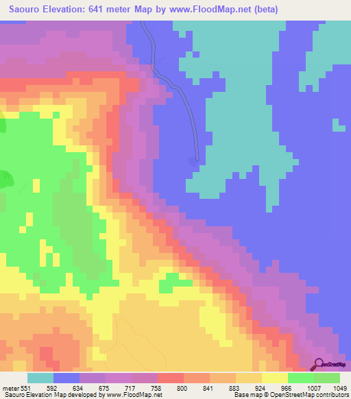 Saouro,Guinea Elevation Map