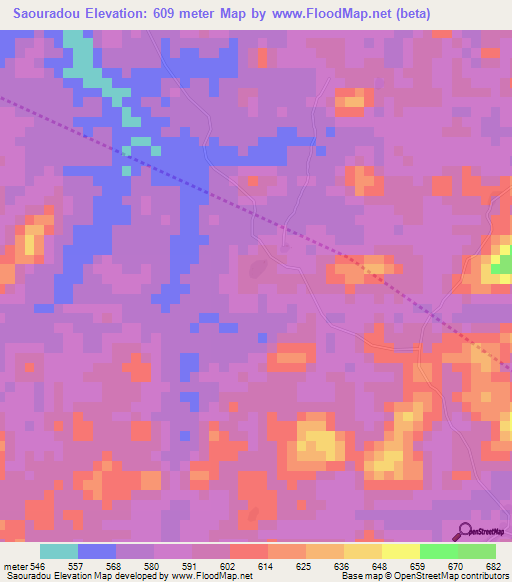 Saouradou,Guinea Elevation Map