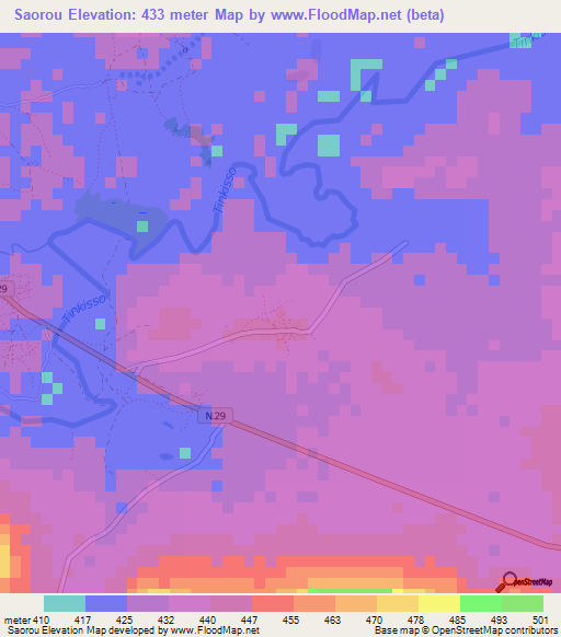 Saorou,Guinea Elevation Map