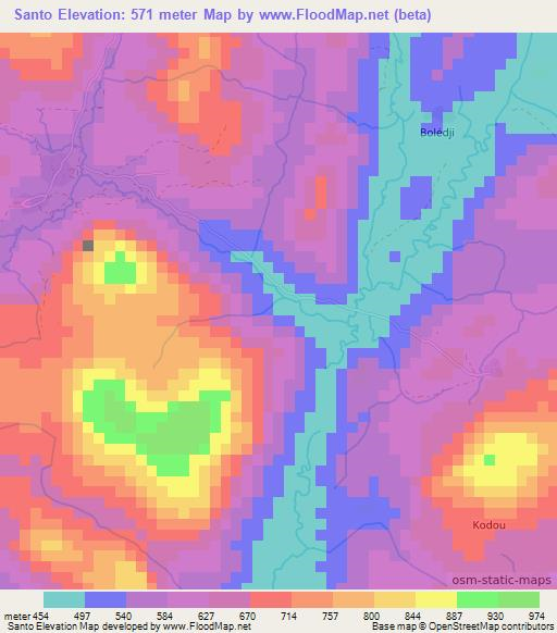 Santo,Guinea Elevation Map