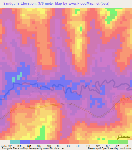 Santiguila,Guinea Elevation Map