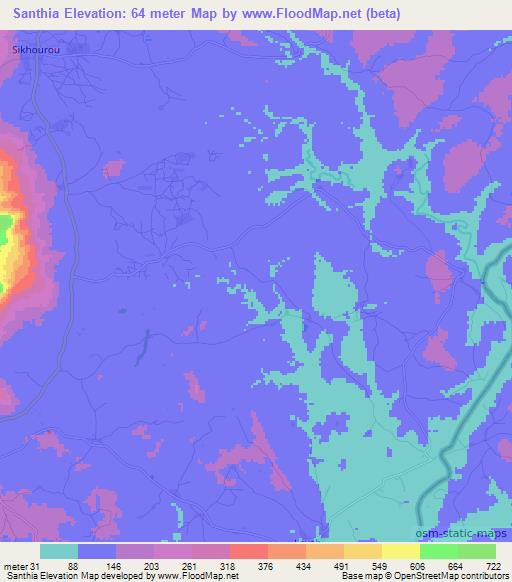 Santhia,Guinea Elevation Map