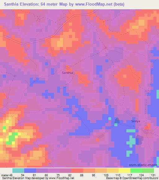 Santhia,Guinea Elevation Map