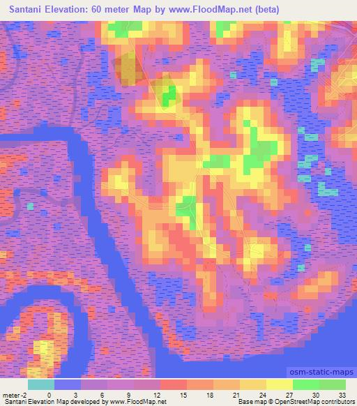 Santani,Guinea Elevation Map