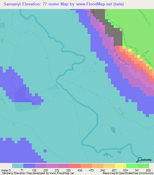 Sansanyi,Guinea Elevation Map