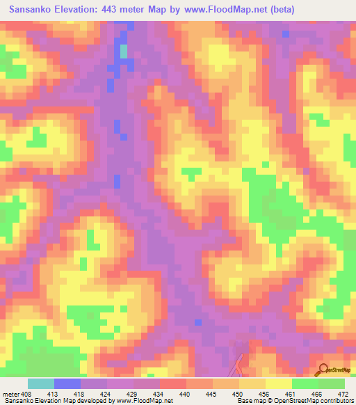 Sansanko,Guinea Elevation Map