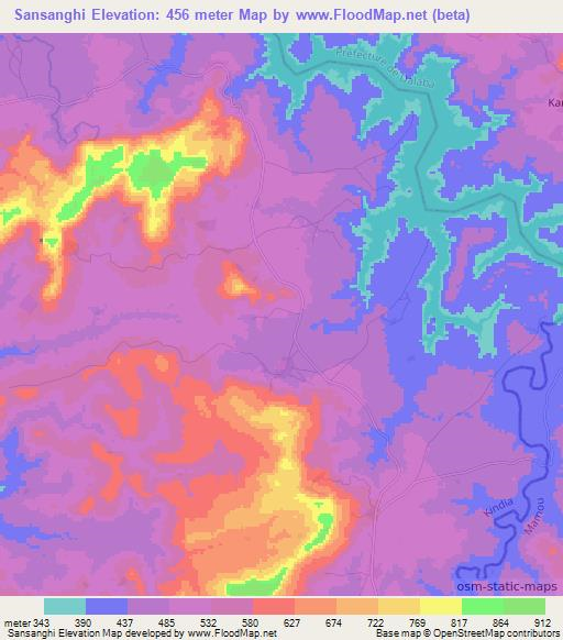 Sansanghi,Guinea Elevation Map