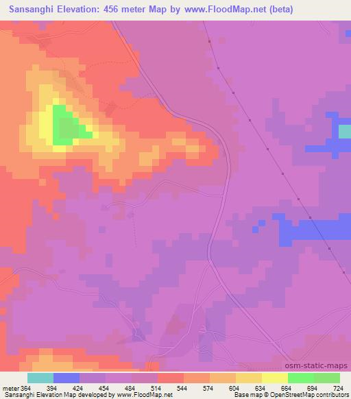 Sansanghi,Guinea Elevation Map