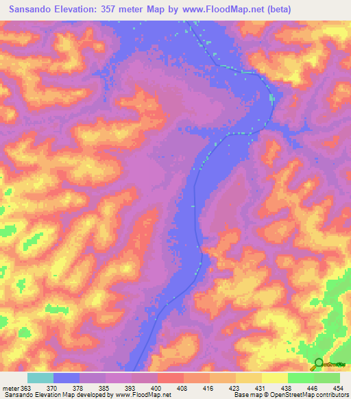 Sansando,Guinea Elevation Map