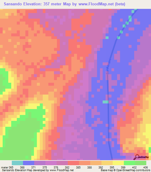 Sansando,Guinea Elevation Map