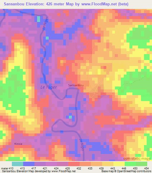 Sansanbou,Guinea Elevation Map