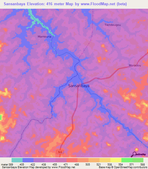 Sansanbaya,Guinea Elevation Map