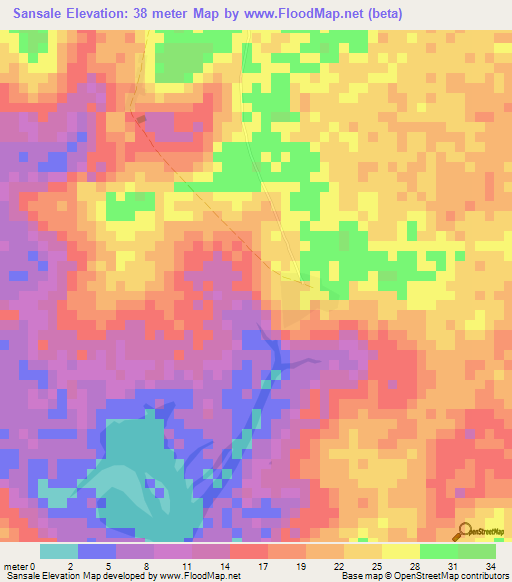 Sansale,Guinea Elevation Map