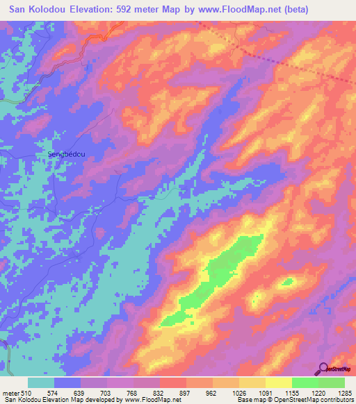 San Kolodou,Guinea Elevation Map