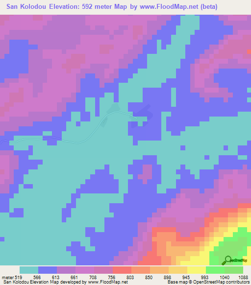 San Kolodou,Guinea Elevation Map