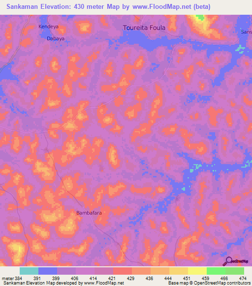 Sankaman,Guinea Elevation Map