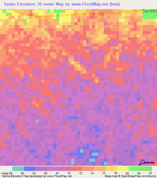 Sanka,Guinea Elevation Map