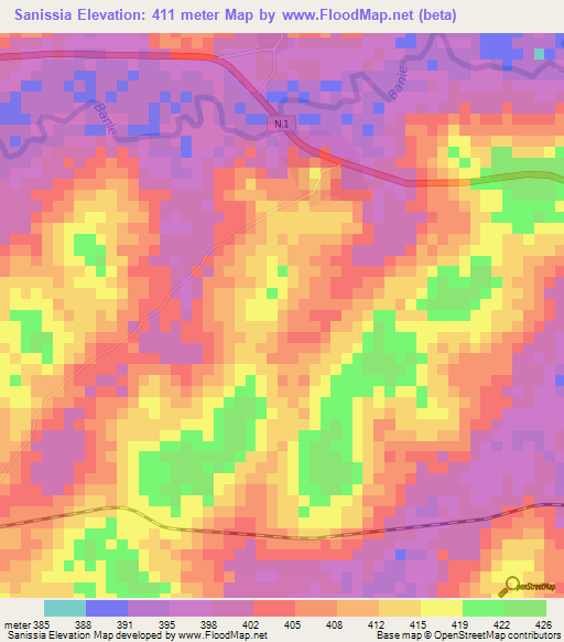 Sanissia,Guinea Elevation Map