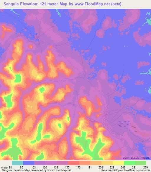 Sanguia,Guinea Elevation Map