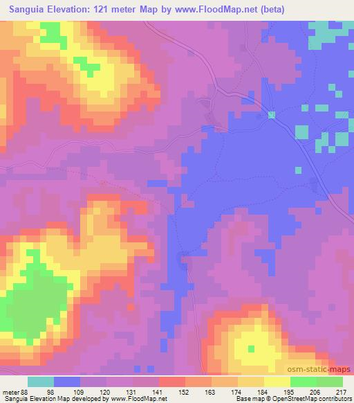 Sanguia,Guinea Elevation Map