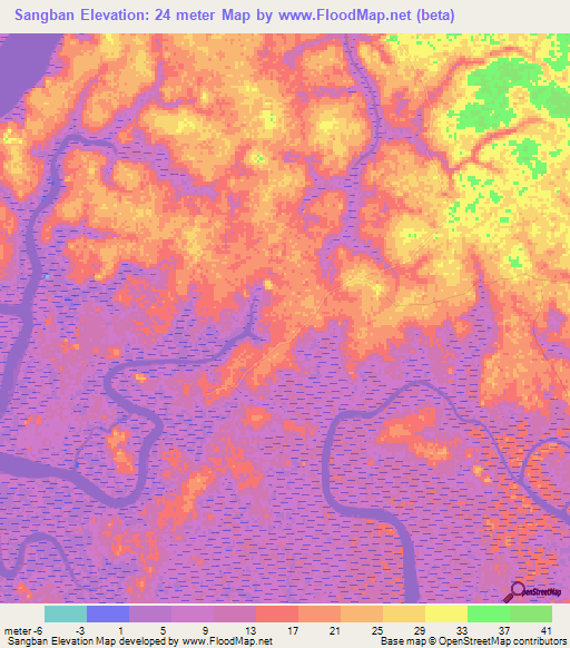 Sangban,Guinea Elevation Map