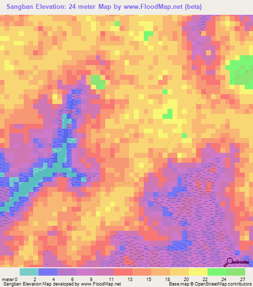 Sangban,Guinea Elevation Map