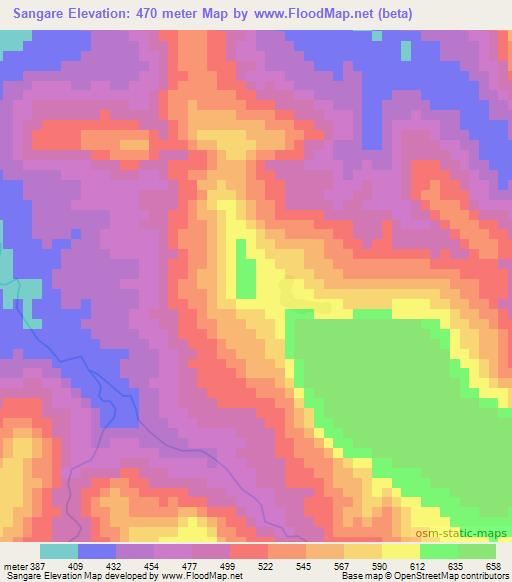 Sangare,Guinea Elevation Map