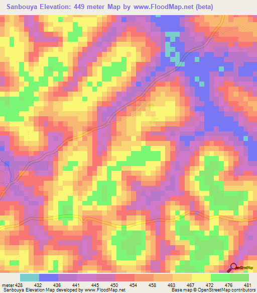 Sanbouya,Guinea Elevation Map