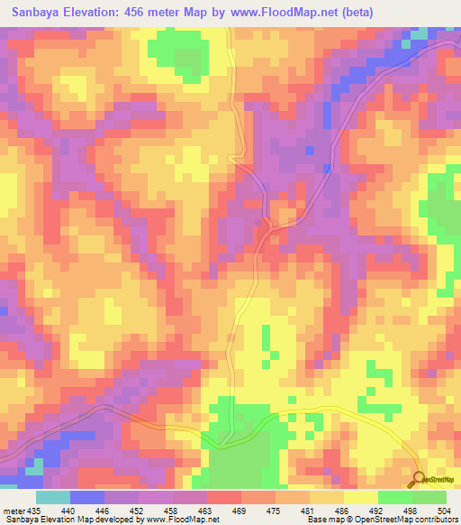 Sanbaya,Guinea Elevation Map