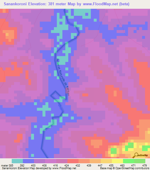 Sanankoroni,Guinea Elevation Map