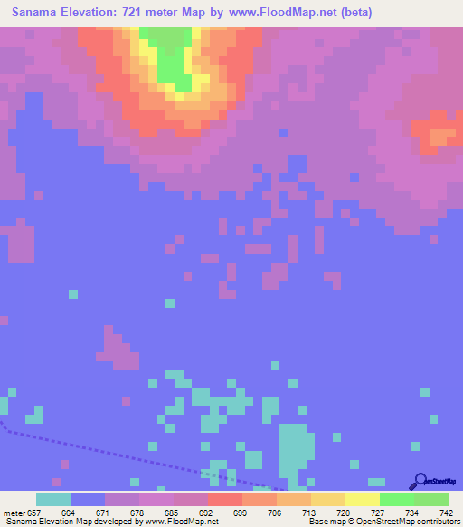 Sanama,Guinea Elevation Map