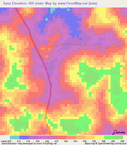 Sana,Guinea Elevation Map