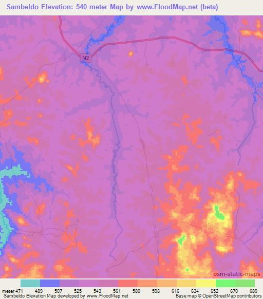 Sambeldo,Guinea Elevation Map