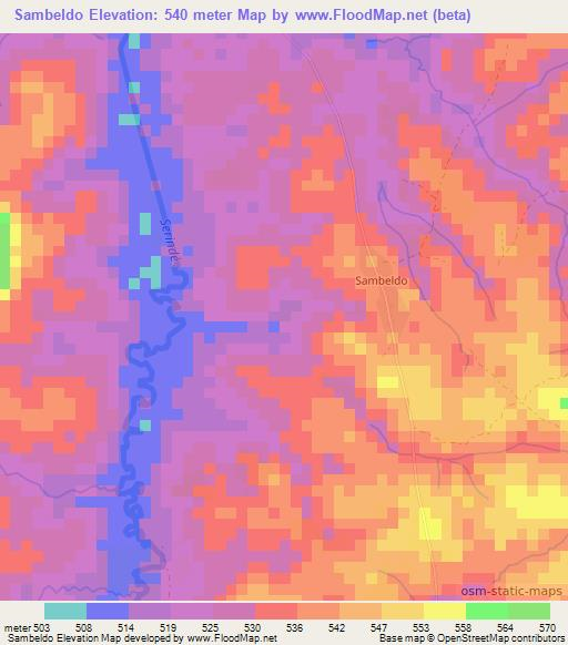 Sambeldo,Guinea Elevation Map